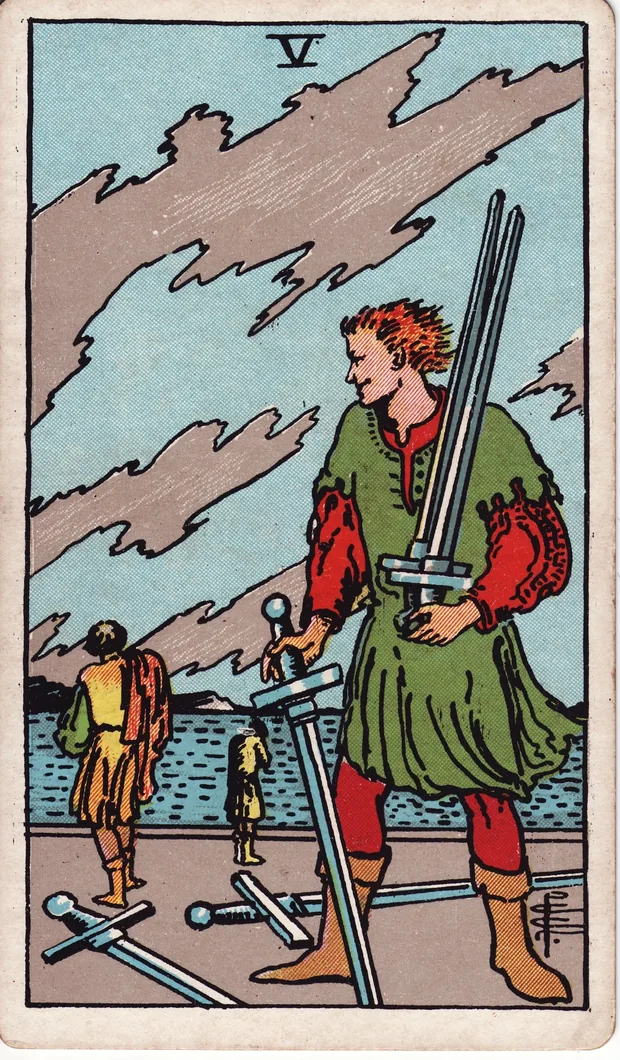 Cinco de Espadas, baraja Waite-Smith de 1910