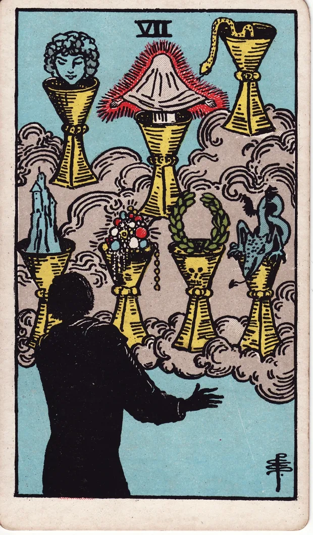 Siete de Copas, baraja Waite-Smith de 1910